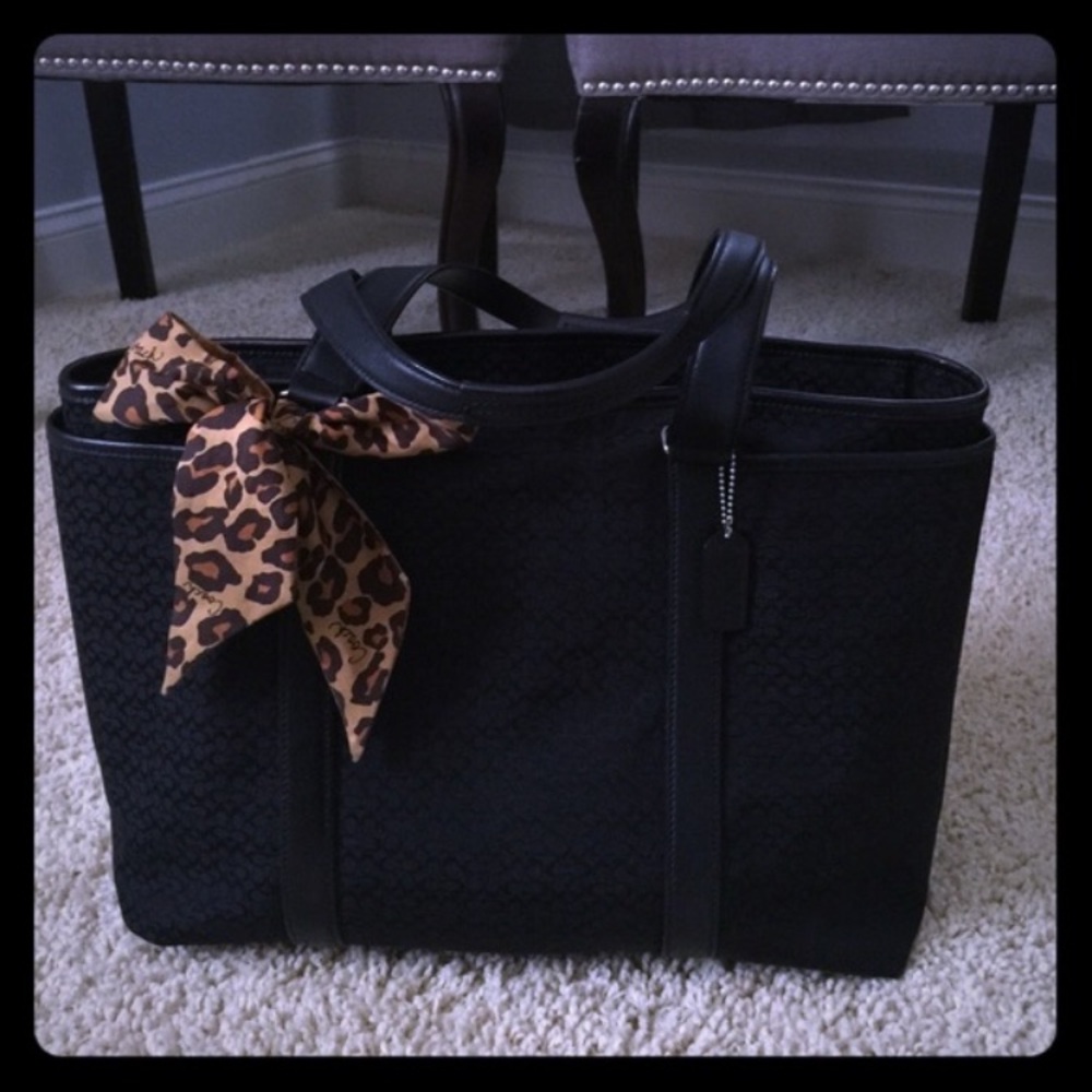 Authentic Coach Black Signature Diaper Handbag